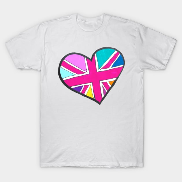 She's So Bright Union Jack Heart T-Shirt by lolosenese